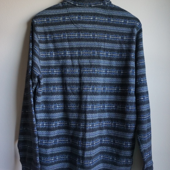 Lands' End Mens Medium Blue Striped Sweater - Picture 3 of 6